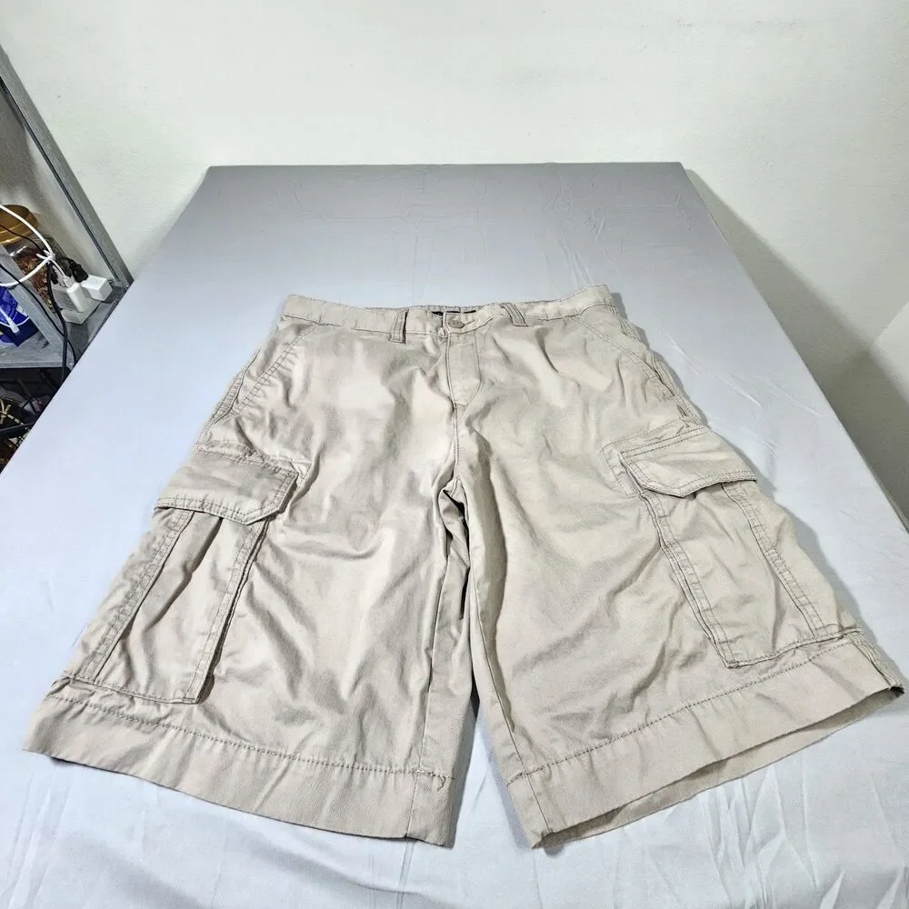 Tommy Hilfiger Mens Cargo Shorts Classic Fit Size 34 Beige 100% Cotton